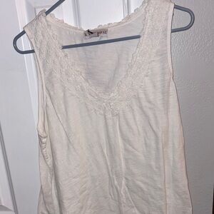 Knox Rose Cream Lace Trim Tank Top